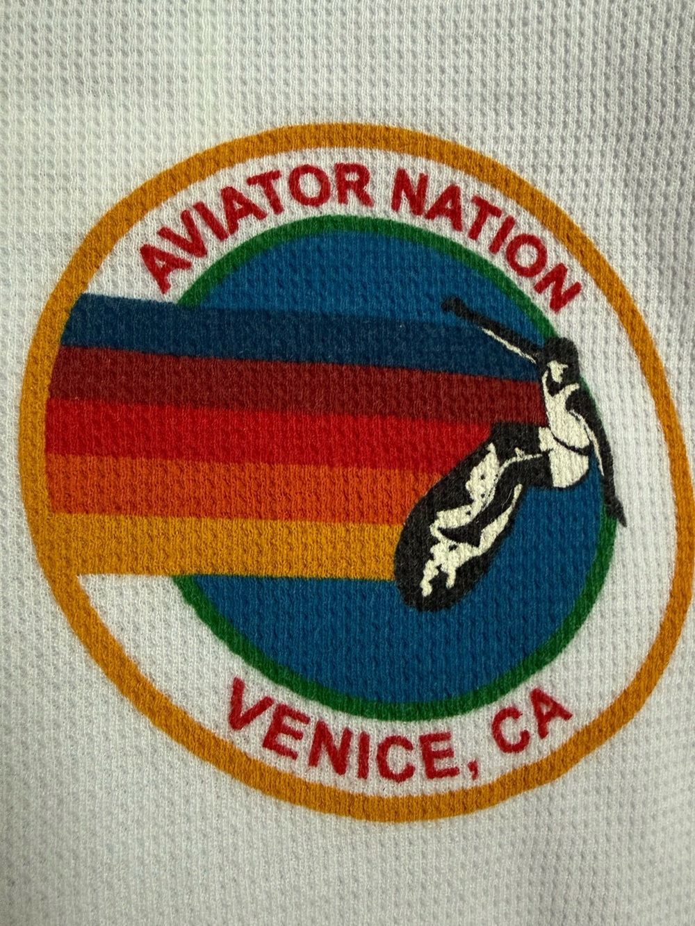 Aviator Nation Venice CA RAINBOW SURFER WAFFLE LONG SLEEVE TEE TOP XS - Picture 4 of 10